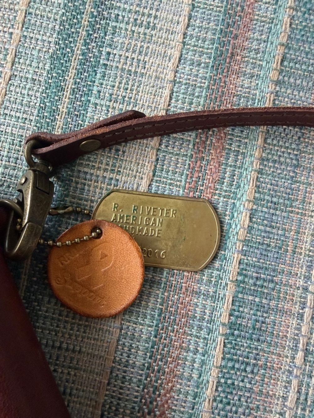 R. Riveter Brown Leather & Black cloth Crossbody Bag - Picture 3 of 6